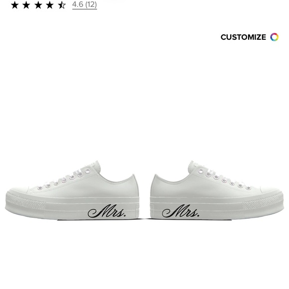 NEW 7. Custom Chuck Taylor All Star Lift Platform Wedding White - Picture 5 of 6
